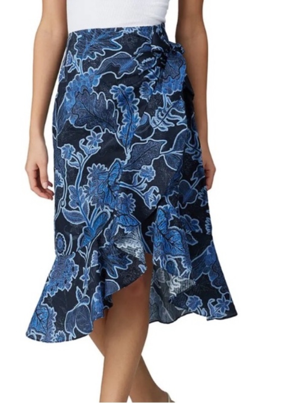 Parker Cotton “Drew” Faux Wrap Skirt